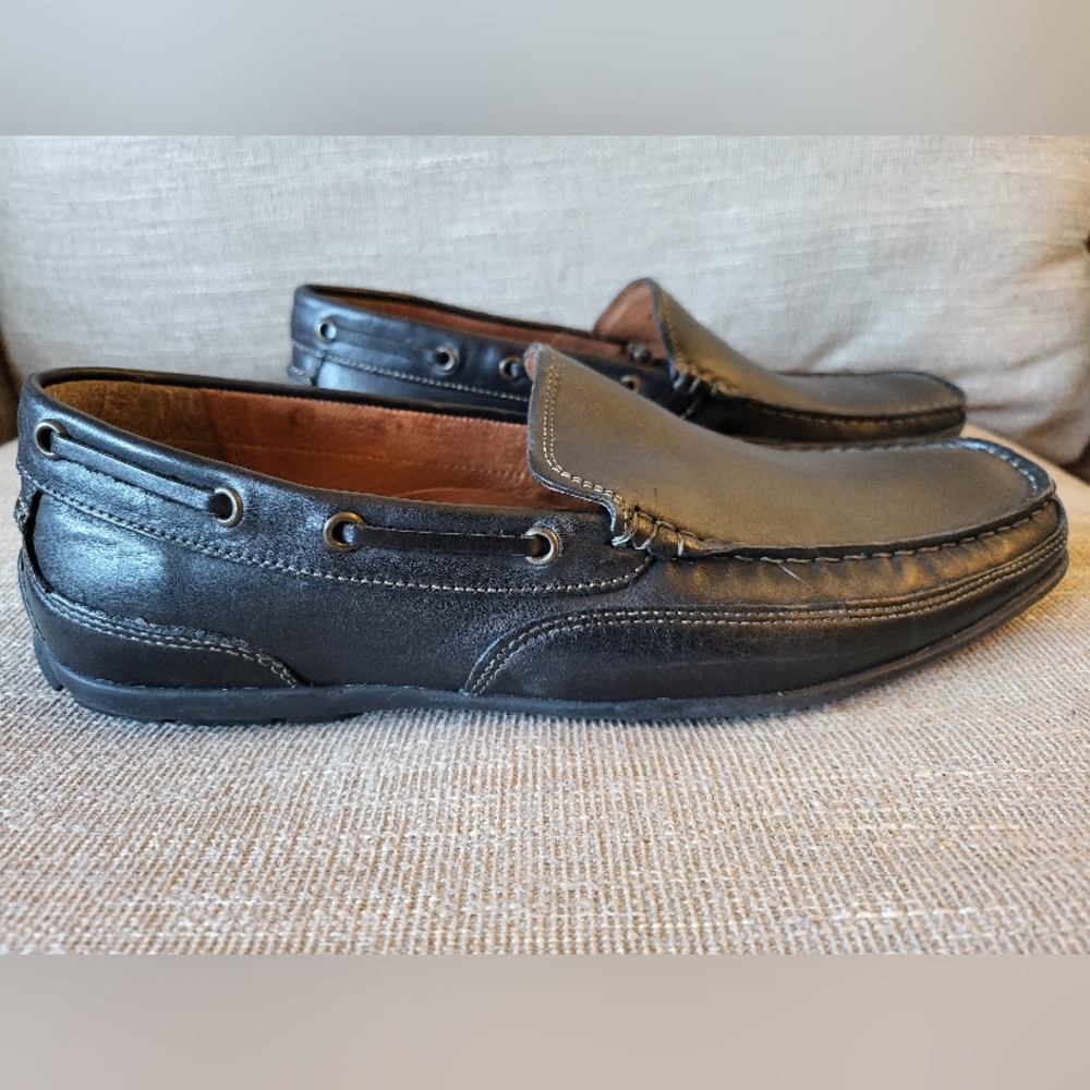 BASS Mens Hank Nlack Leather Driving Shoe sz 10